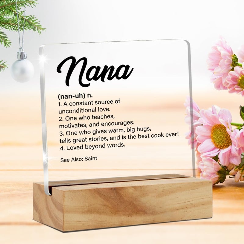 VAHATAN Nana Gifts From Granddaughter Grandson Grandchildren, Gifts for Grandma Birthday Christmas Mother's Day, Nana Definition Clear Desk Sign with Saying Grandmother Acrylic Sign Presents - Image 3